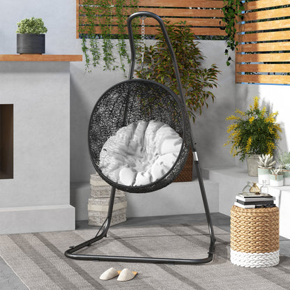Hanging Chair Stand Hammock Chair Stand Height Adjustable Stand for Hanging Chair up to 150 kg Load Capacity for Garden, Balcony, Metal, Black, 133 x 116 x 195/230 cm