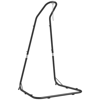 Hanging Chair Stand Hammock Chair Stand Height Adjustable Stand for Hanging Chair up to 150 kg Load Capacity for Garden, Balcony, Metal, Black, 133 x 116 x 195/230 cm