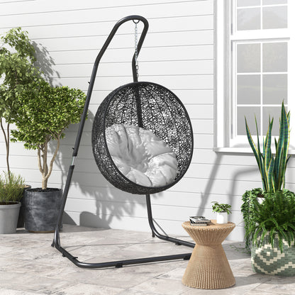 Hanging Chair Stand Hammock Chair Stand Height Adjustable Stand for Hanging Chair up to 150 kg Load Capacity for Garden, Balcony, Metal, Black, 133 x 116 x 195/230 cm