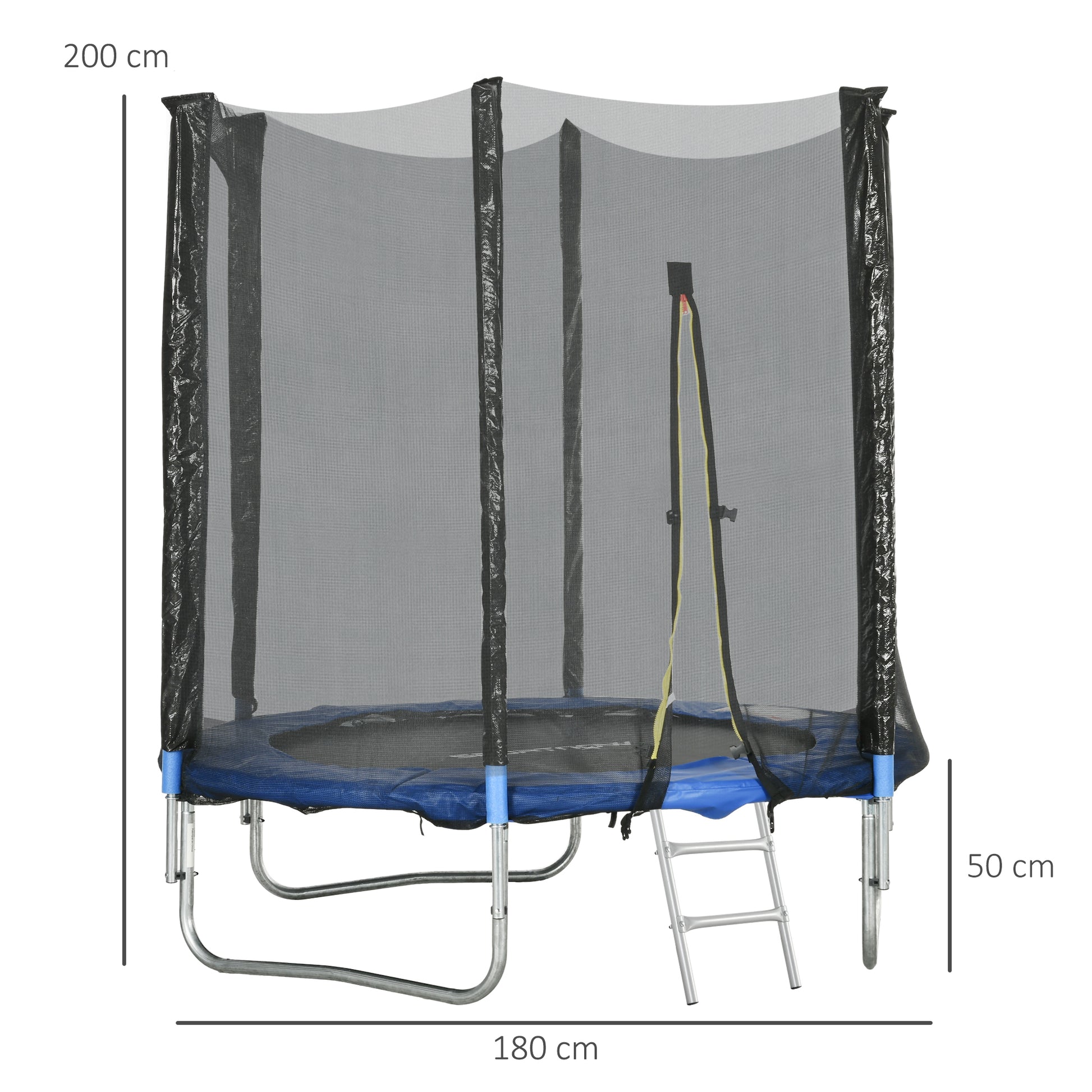 SPORTNOW Outdoor Kids Trampoline, 180cm Diameter Garden Trampoline for Children with Safety Net, Padded Poles and Ladder, for Kids, Teens, and Adults