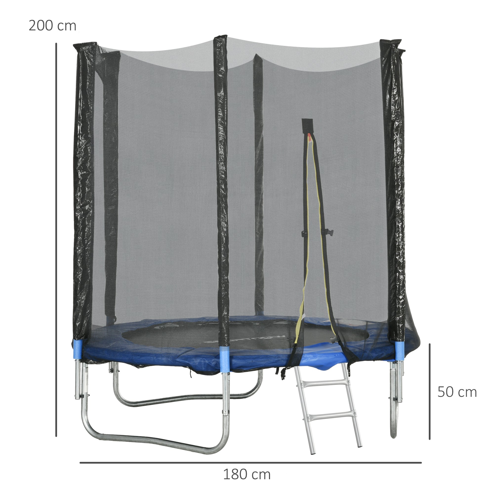 SPORTNOW Outdoor Kids Trampoline, 180cm Diameter Garden Trampoline for Children with Safety Net, Padded Poles and Ladder, for Kids, Teens, and Adults