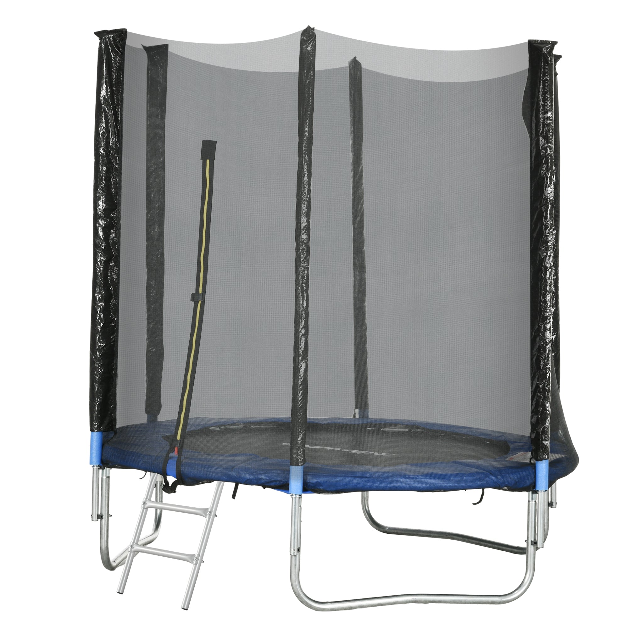 SPORTNOW Outdoor Kids Trampoline, 180cm Diameter Garden Trampoline for Children with Safety Net, Padded Poles and Ladder, for Kids, Teens, and Adults