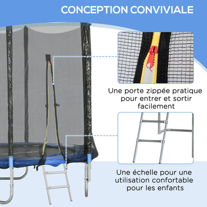 SPORTNOW Outdoor Kids Trampoline, 180cm Diameter Garden Trampoline for Children with Safety Net, Padded Poles and Ladder, for Kids, Teens, and Adults