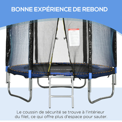 SPORTNOW Outdoor Kids Trampoline, 180cm Diameter Garden Trampoline for Children with Safety Net, Padded Poles and Ladder, for Kids, Teens, and Adults