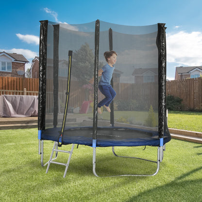 SPORTNOW Outdoor Kids Trampoline, 180cm Diameter Garden Trampoline for Children with Safety Net, Padded Poles and Ladder, for Kids, Teens, and Adults