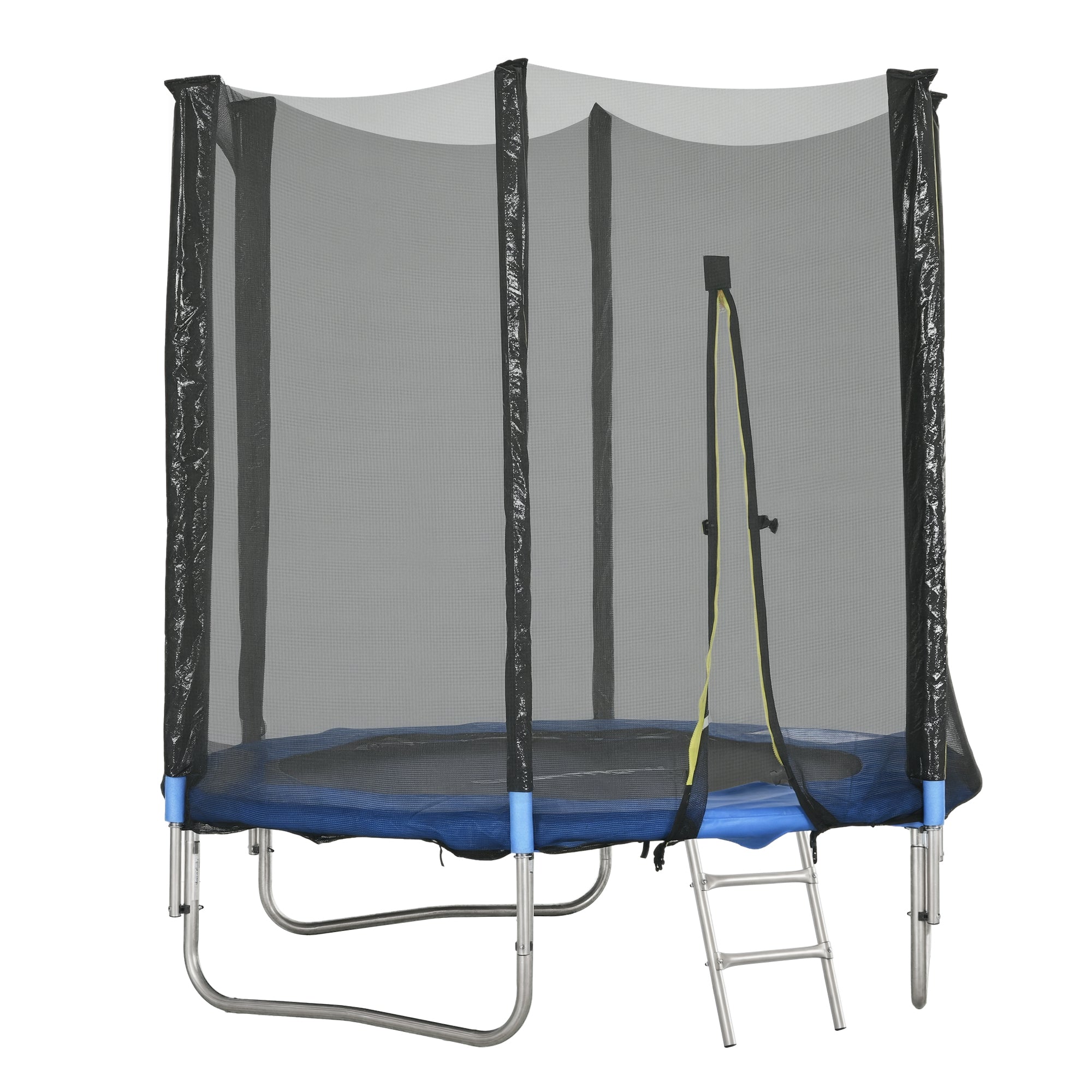 SPORTNOW Outdoor Kids Trampoline, 180cm Diameter Garden Trampoline for Children with Safety Net, Padded Poles and Ladder, for Kids, Teens, and Adults