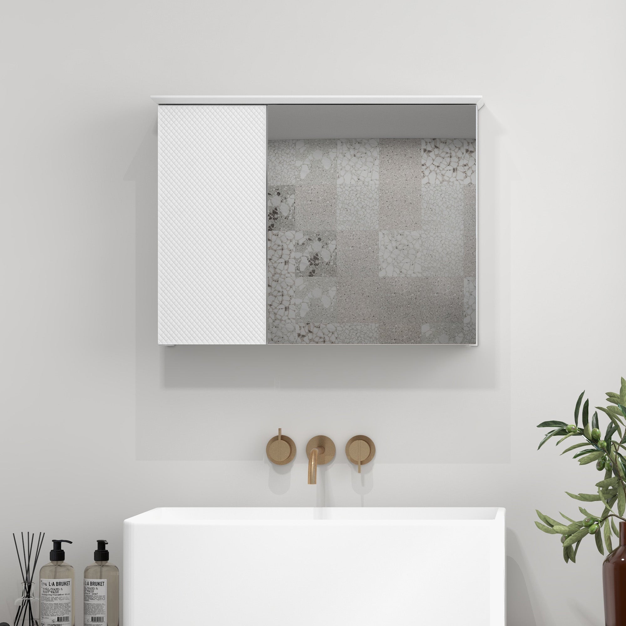 Bathroom Cabinet with Mirror Bathroom Mirror Cabinet with Adjustable Shelf Modern Style Bathroom Furniture 25.6x5.9x19.3 inches White