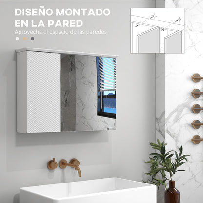 Bathroom Cabinet with Mirror Bathroom Mirror Cabinet with Adjustable Shelf Modern Style Bathroom Furniture 25.6x5.9x19.3 inches White
