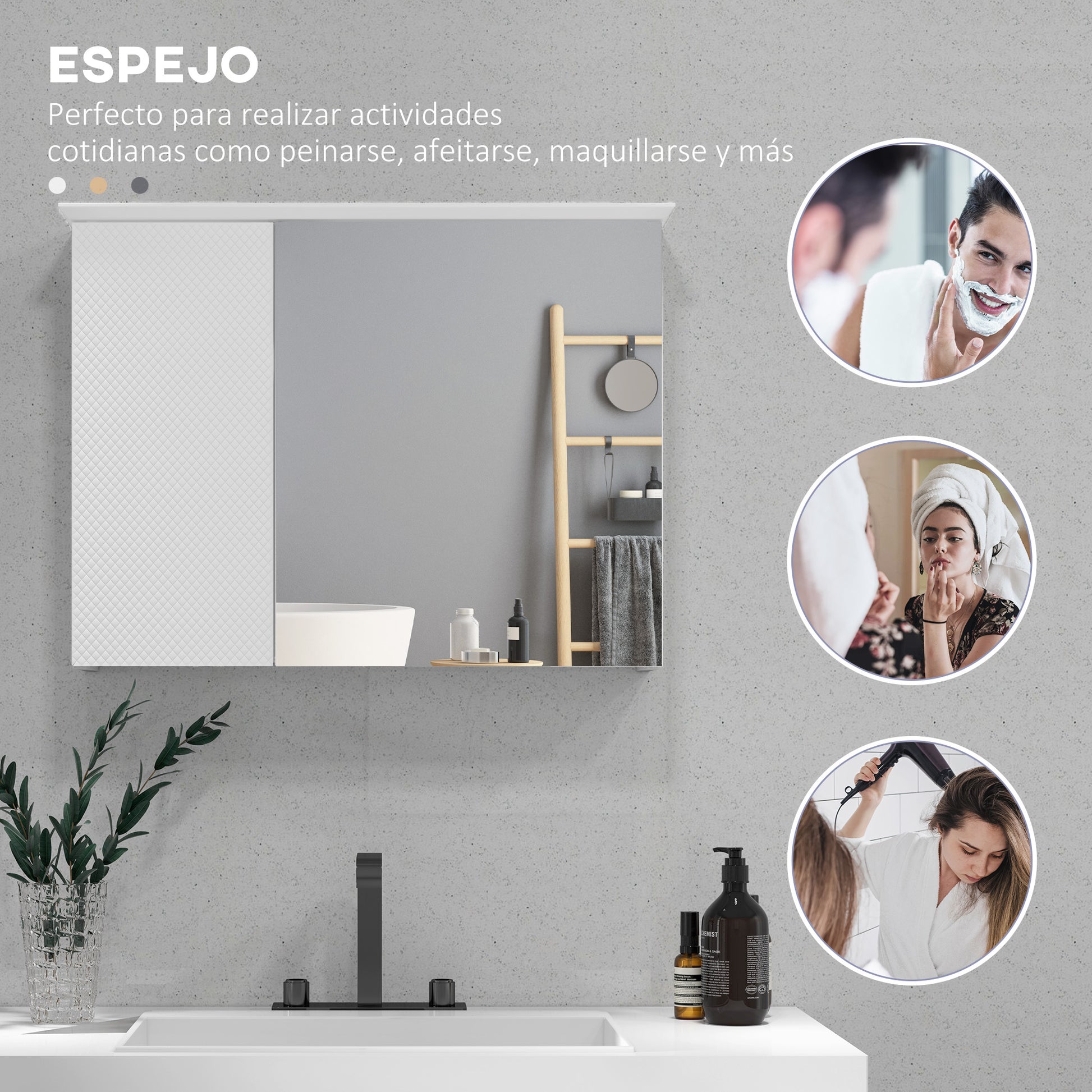 Bathroom Cabinet with Mirror Bathroom Mirror Cabinet with Adjustable Shelf Modern Style Bathroom Furniture 25.6x5.9x19.3 inches White