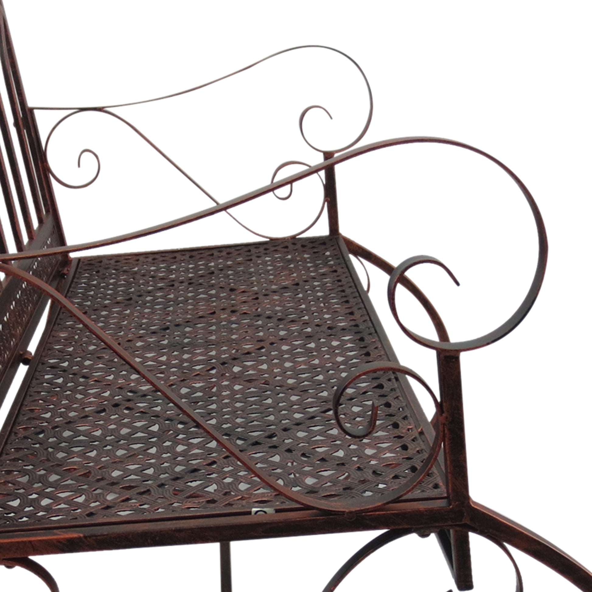 Garden Bench Rocking Chair Park Bench Seat Bench 2-Seater Metal (Modell3/ Bronze-Red)
