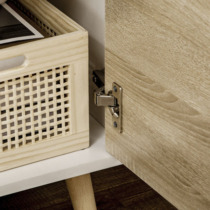 TV Stand with Drawer, 2 Doors, and Compartment TV Stand for TVs up to 50 Inches Sideboard for Living Room Bedroom 110x40x50 cm White and Natural