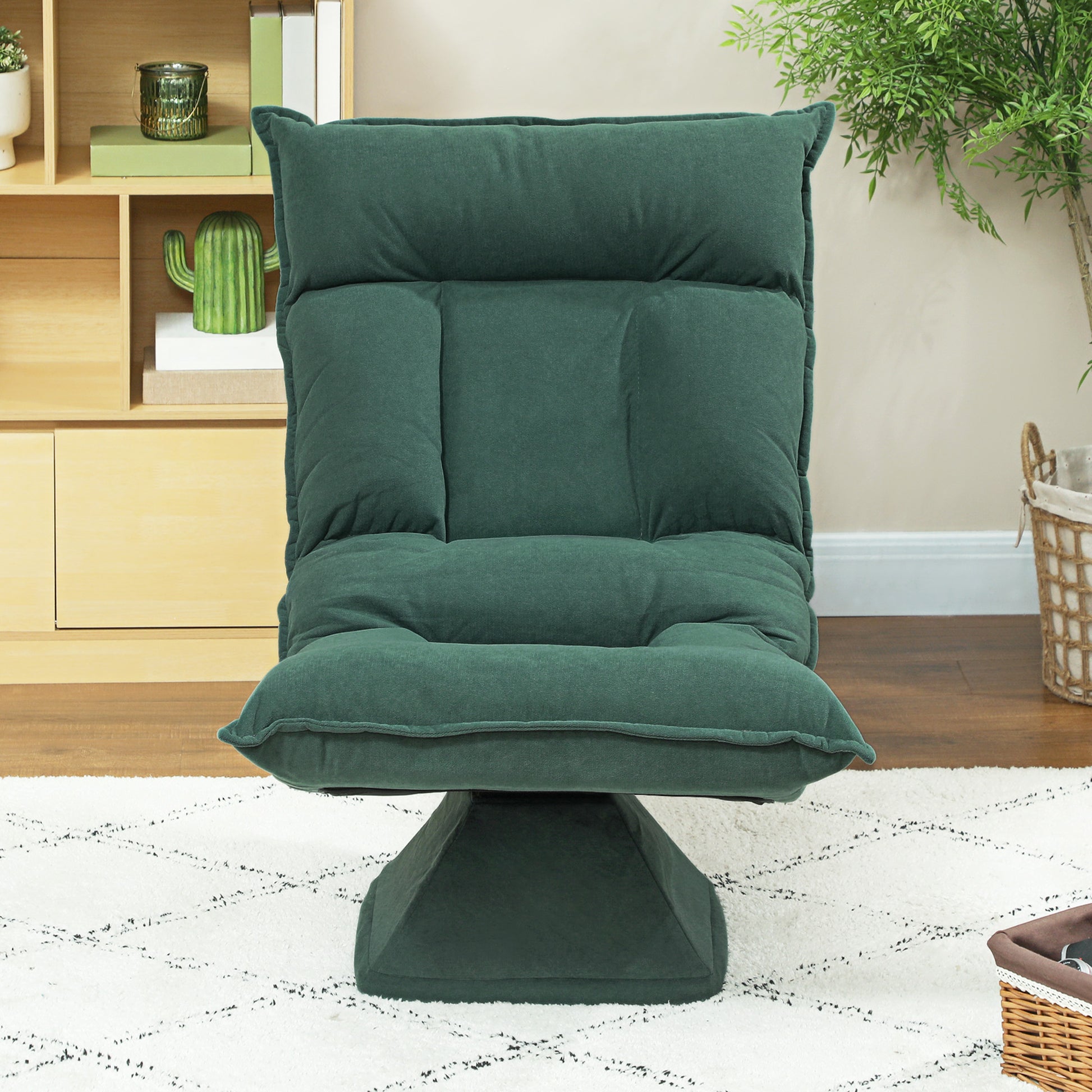 Floor Chair 360° Swivel Floor Seat with 5-Position Adjustable Backrest, Foldable Floor Sofa Meditation Chair Padded Lazy Sofa for Living Room Gaming & Reading Green