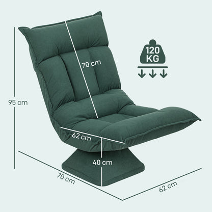 Floor Chair 360° Swivel Floor Seat with 5-Position Adjustable Backrest, Foldable Floor Sofa Meditation Chair Padded Lazy Sofa for Living Room Gaming & Reading Green