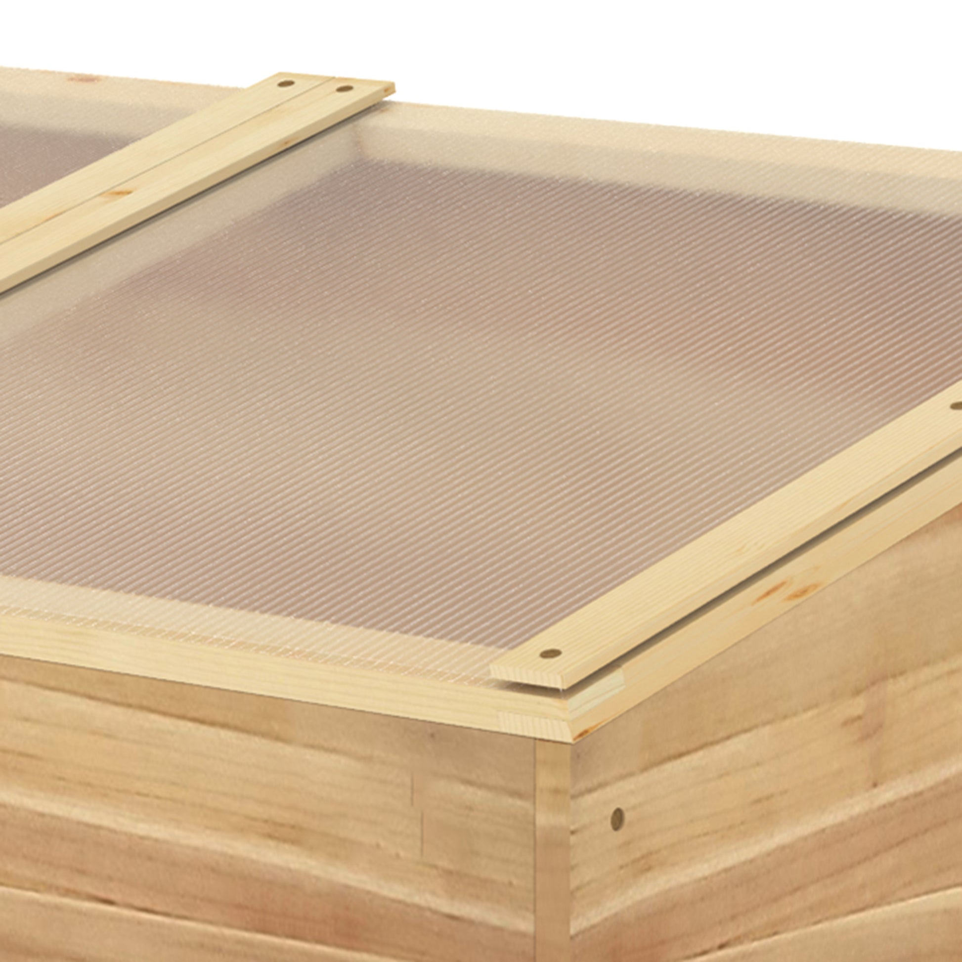 Mini Garden Greenhouse Greenhouse for seedlings dim. 100L x 50W x 36H cm Roof 2 independently opening panels Polycarbonate Panels Pre-Oiled Spruce Wood