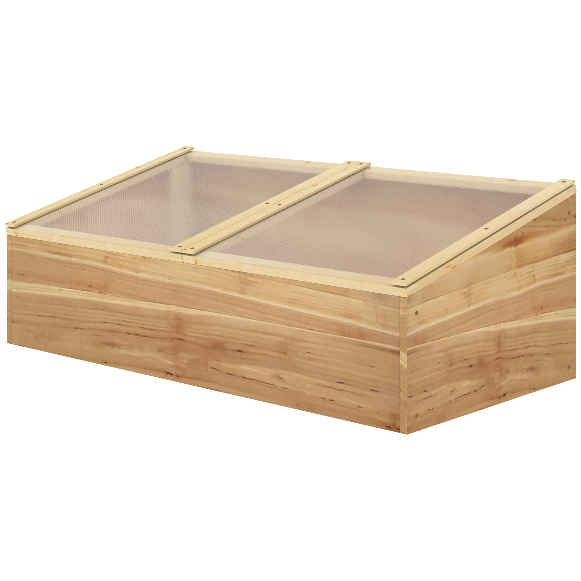 Mini Garden Greenhouse Greenhouse for seedlings dim. 100L x 50W x 36H cm Roof 2 independently opening panels Polycarbonate Panels Pre-Oiled Spruce Wood