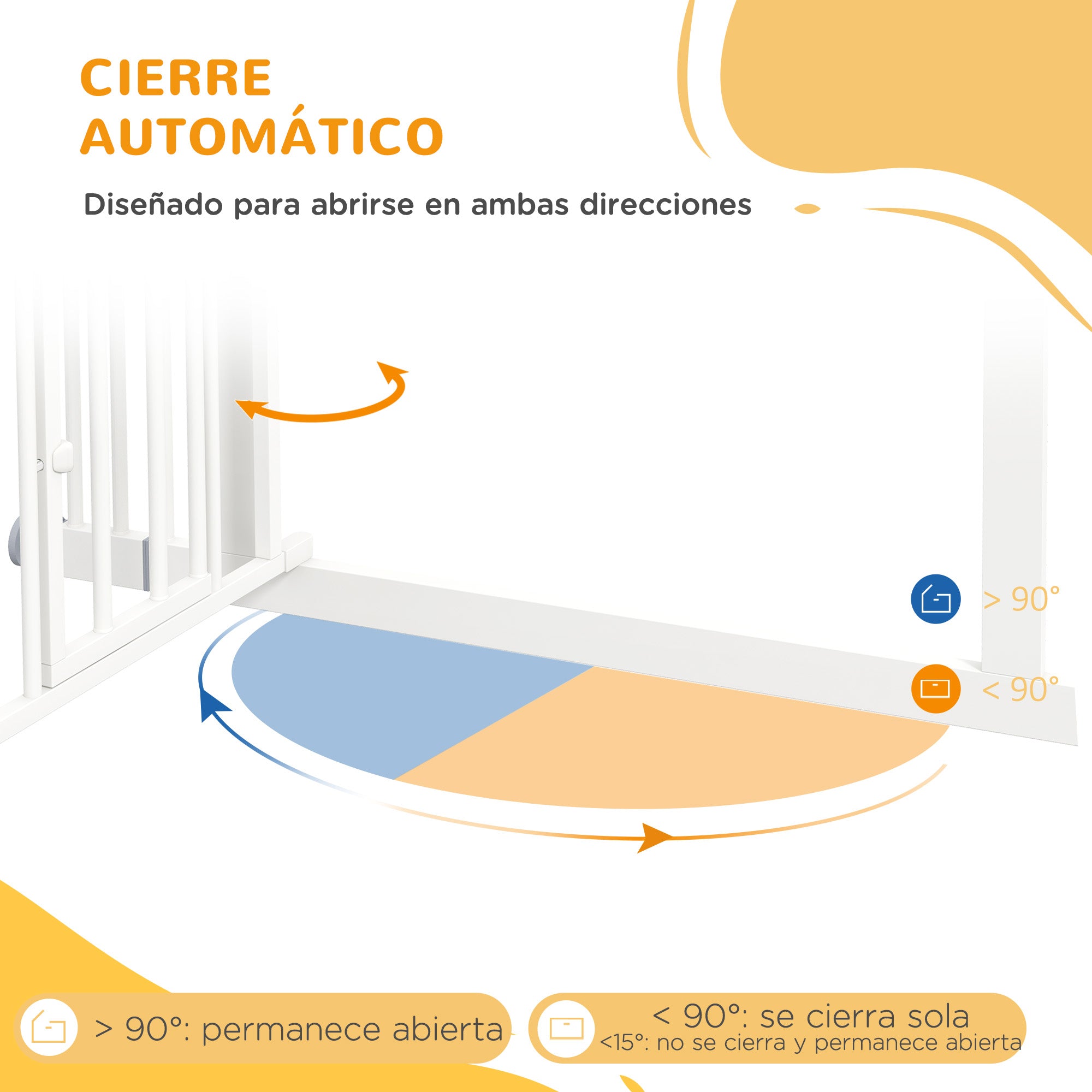 Pet Safety Gate with 1 Small Door 74-101x104.1 cm Expandable Pet Gate with Automatic Locking System and Double Lock for Doorway Stairway Hallway White
