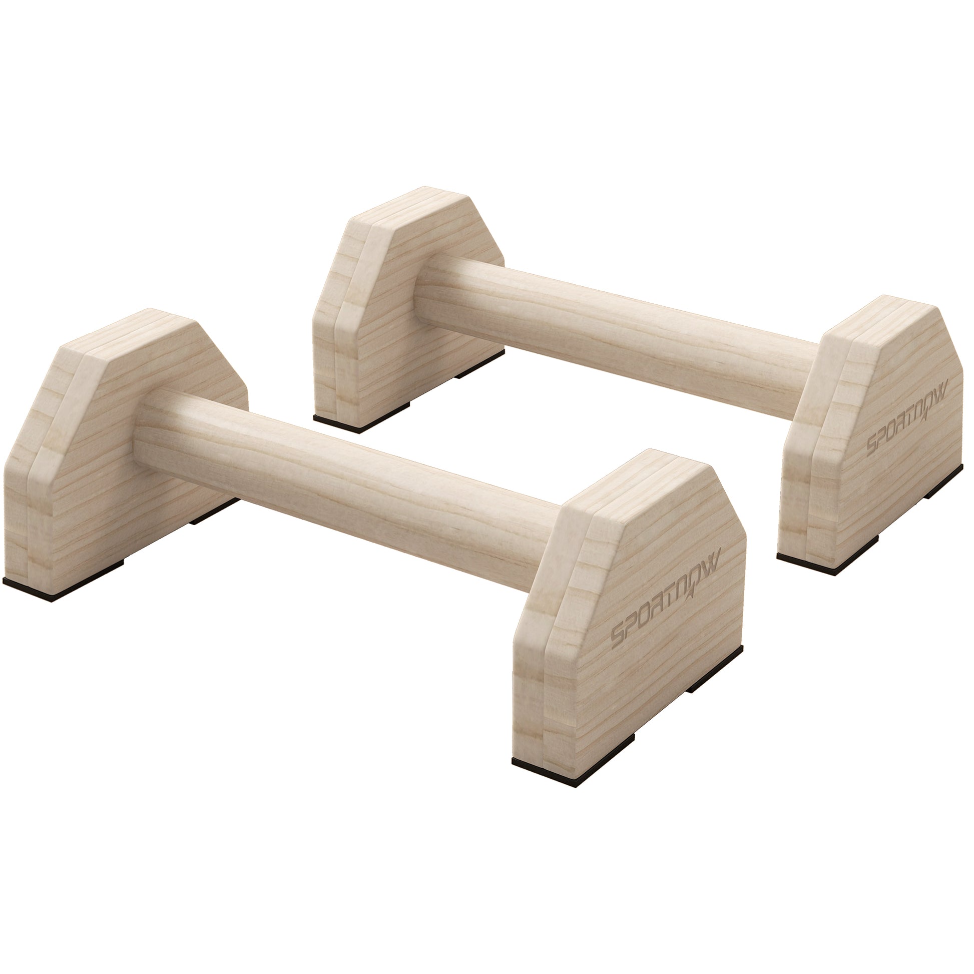 SPORTNOW 2-Piece Push-Up Handles, Non-Slip Wooden Parallettes Push-Up Bars for Muscle Training, Strength Training, Natural