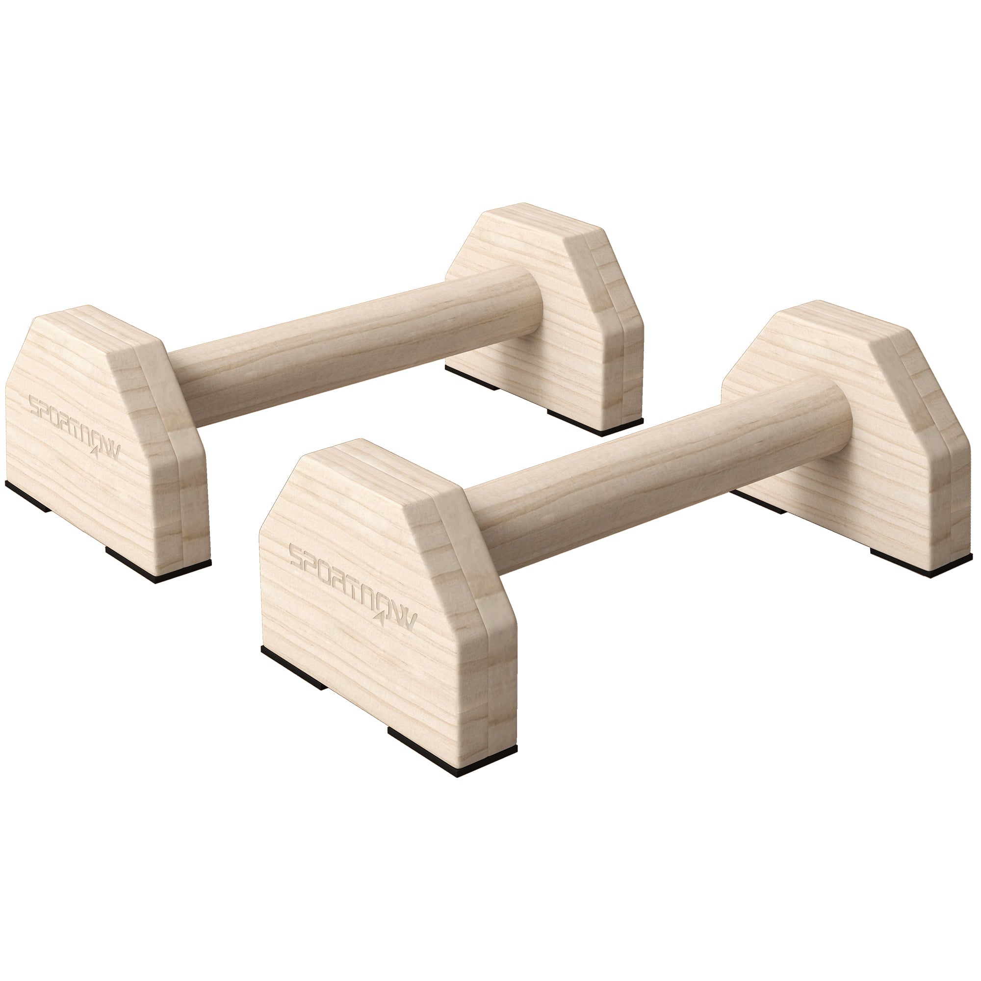 SPORTNOW 2-Piece Push-Up Handles, Non-Slip Wooden Parallettes Push-Up Bars for Muscle Training, Strength Training, Natural