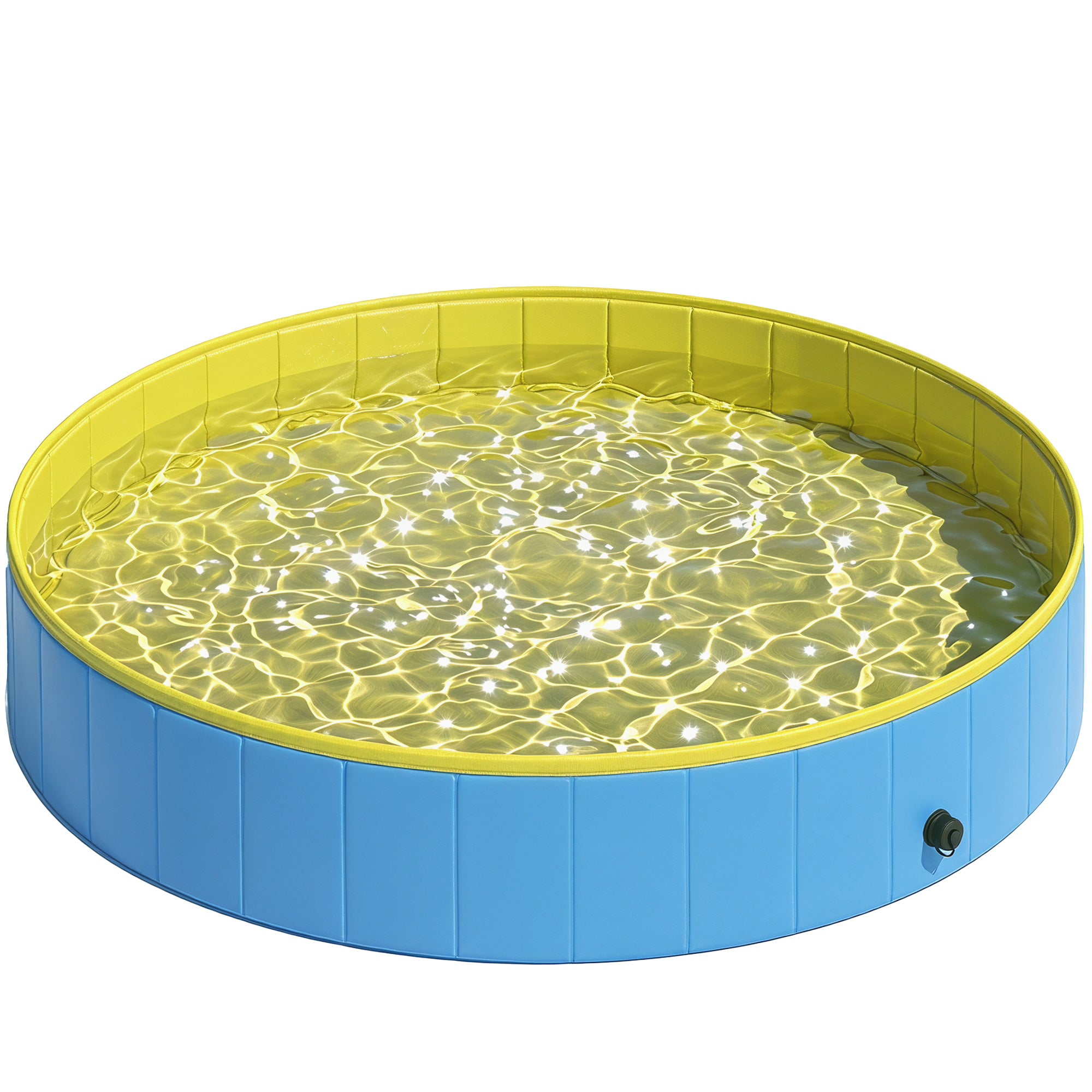 Folding Dog Pool for Large & Extra-Large Dogs, 160 x 30 cm (63" x 11.8"), Non-Slip, Durable Plastic, Blue — Indoor & Outdoor