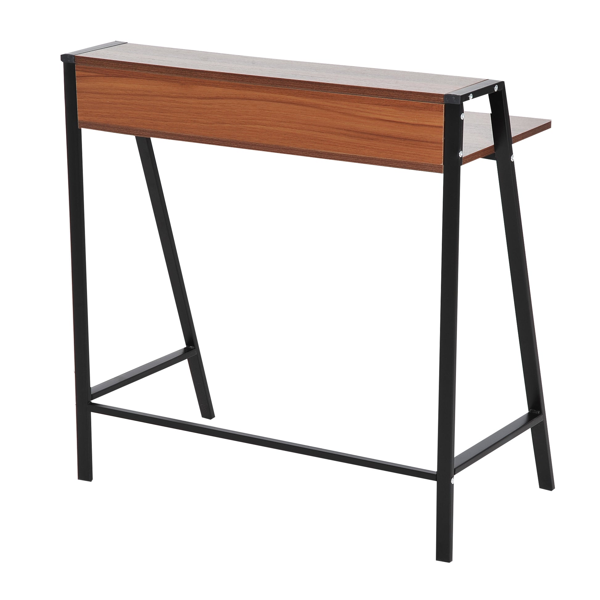 Desk, Computer Desk with Shelf and Cable Management, Modern Desk with Metal Frame for Study Room, Bedroom, Home Office, 84 x 45 x 85 cm, Walnut+Black