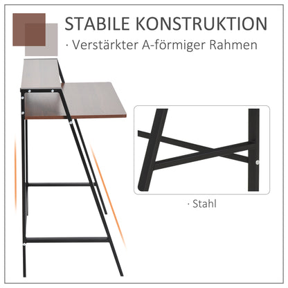 Desk, Computer Desk with Shelf and Cable Management, Modern Desk with Metal Frame for Study Room, Bedroom, Home Office, 84 x 45 x 85 cm, Walnut+Black