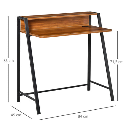 Desk, Computer Desk with Shelf and Cable Management, Modern Desk with Metal Frame for Study Room, Bedroom, Home Office, 84 x 45 x 85 cm, Walnut+Black