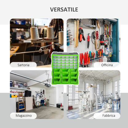 Hardware Organizer Box with 30 Small Drawers and 9 Large Boxes in Plastic 38 x 16 x 47.5cm
