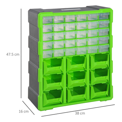Hardware Organizer Box with 30 Small Drawers and 9 Large Boxes in Plastic 38 x 16 x 47.5cm