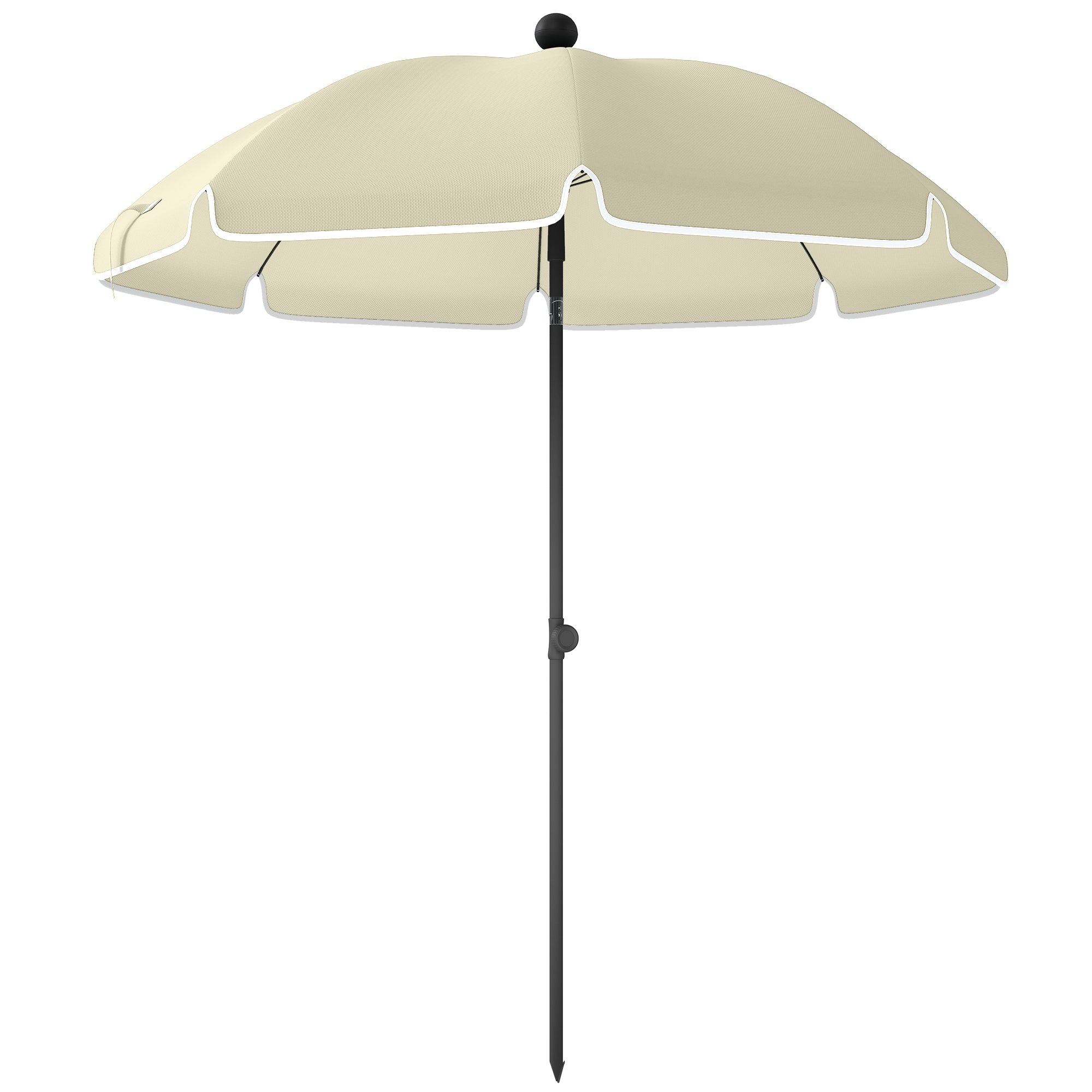 Beach Umbrella Ø150 cm (59") – Sand Anchor, Adjustable Tilt & Height, Water-Resistant, Portable – Beige