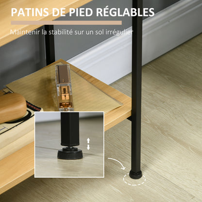 5-tier Storage Shelf Bookcase high rounded arch industrial-style - 80 x 28 x 179 cm natural black