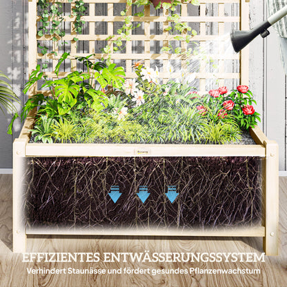 Raised Planter Box with Trellis & Roof, Wooden Garden Planter for Climbing Plants, 90 x 45 x 183 cm (35.4" x 17.7" x 72.0")