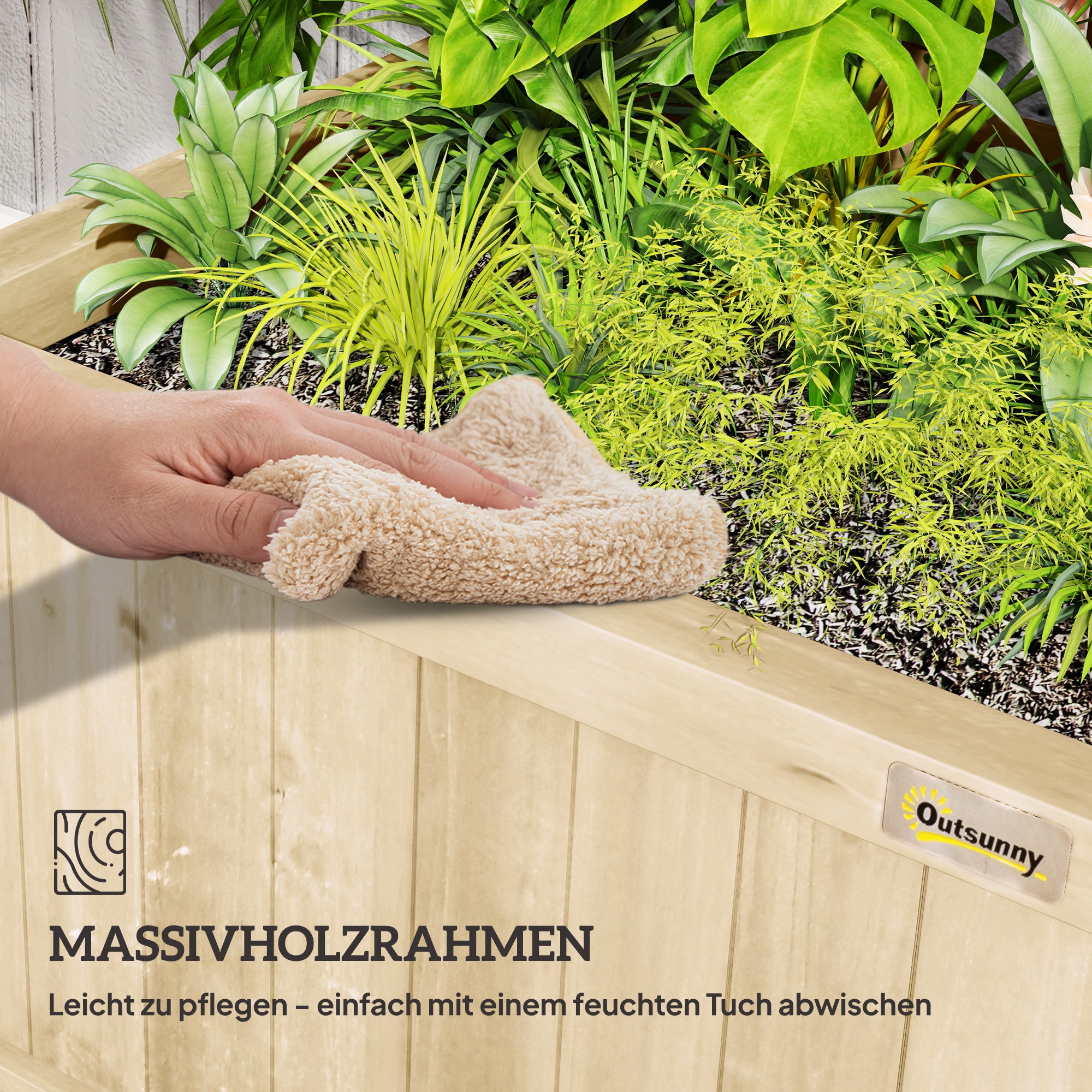 Raised Planter Box with Trellis & Roof, Wooden Garden Planter for Climbing Plants, 90 x 45 x 183 cm (35.4" x 17.7" x 72.0")