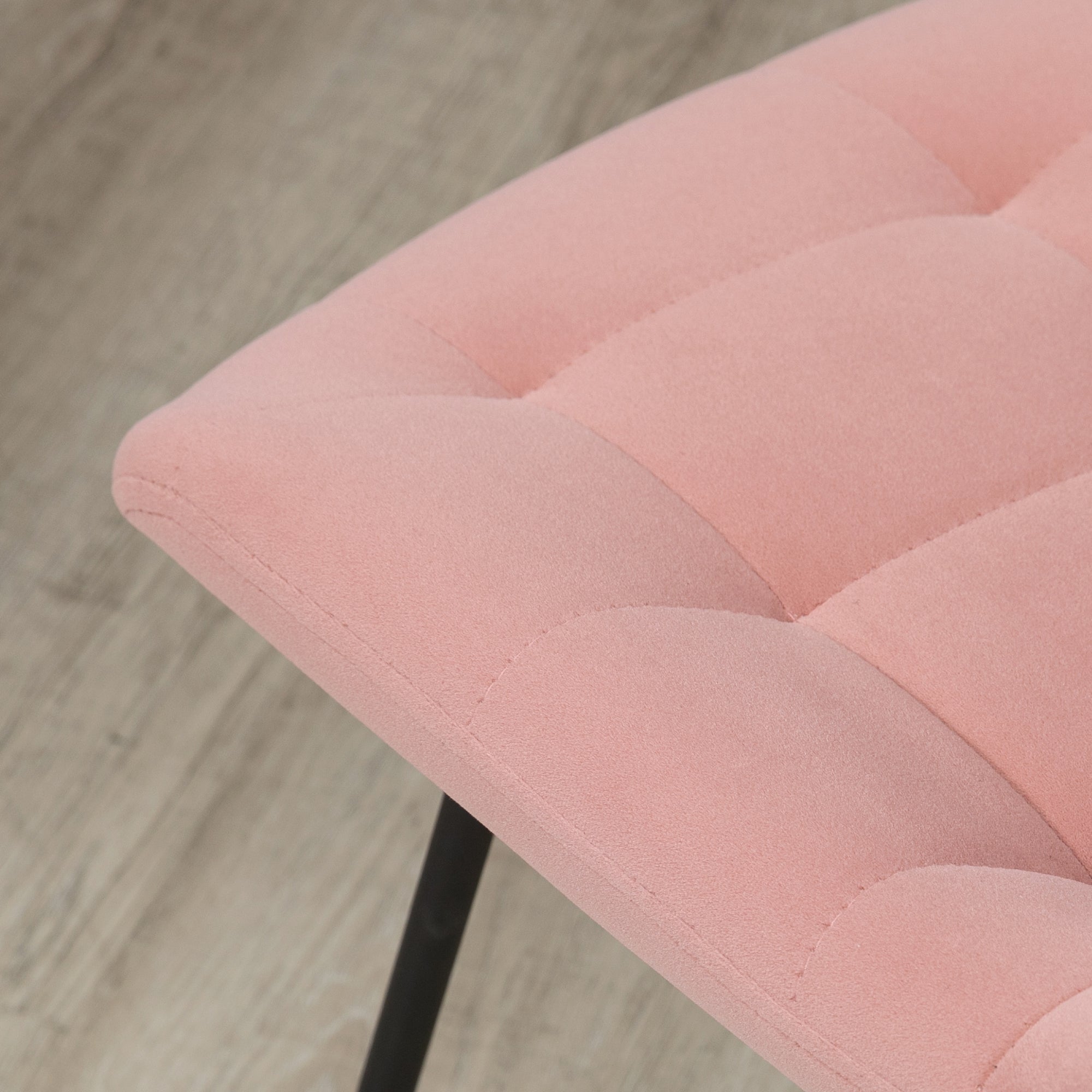Set of 2 Dining Chairs Kitchen Chairs Upholstered Chairs with Backrest, Velvet Seat Cover, for Living Room, in Retro Design, Steel Legs, Pink 50 x 61 x 79 cm