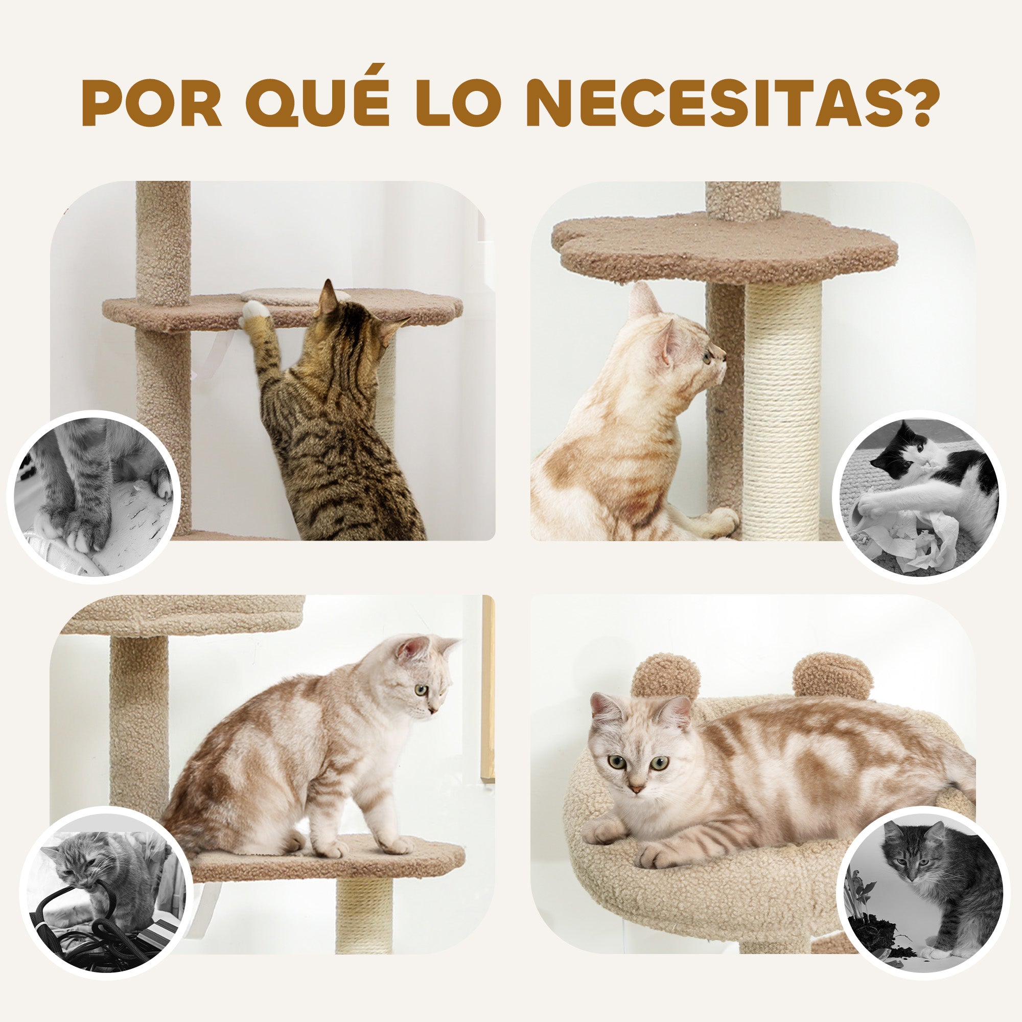 Cat Scratching Tree Height 133 cm Cat Tree Tower with Nest Platforms Hanging Ball and Jute Post Brown