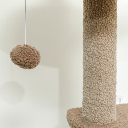 Cat Scratching Tree Height 133 cm Cat Tree Tower with Nest Platforms Hanging Ball and Jute Post Brown