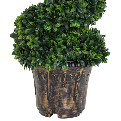 Artificial Spiral Boxwood Plant (Ø32cm x 120cm), Green Decor for Indoor and Outdoor, with Included Pot