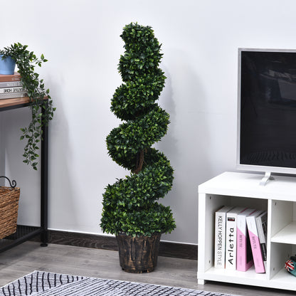 Artificial Spiral Boxwood Plant (Ø32cm x 120cm), Green Decor for Indoor and Outdoor, with Included Pot