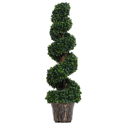 Artificial Spiral Boxwood Plant (Ø32cm x 120cm), Green Decor for Indoor and Outdoor, with Included Pot