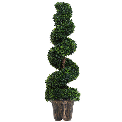 Artificial Spiral Boxwood Plant (Ø32cm x 120cm), Green Decor for Indoor and Outdoor, with Included Pot