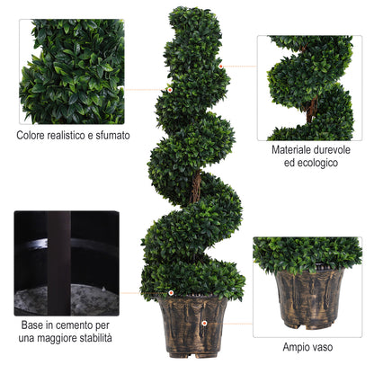 Artificial Spiral Boxwood Plant (Ø32cm x 120cm), Green Decor for Indoor and Outdoor, with Included Pot