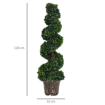 Artificial Spiral Boxwood Plant (Ø32cm x 120cm), Green Decor for Indoor and Outdoor, with Included Pot