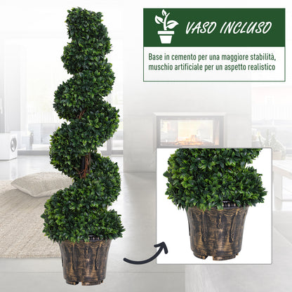 Artificial Spiral Boxwood Plant (Ø32cm x 120cm), Green Decor for Indoor and Outdoor, with Included Pot