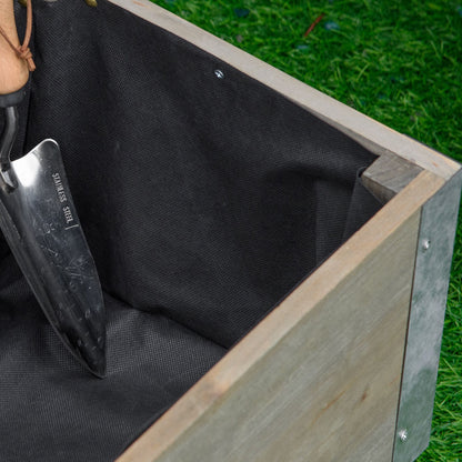 Large Outdoor Planter with Wheels Wooden Planter with Non-Woven Fabric Planter and Drainage System for Growing Flowers Plants on Balcony Terrace 96x30.6x30 cm Light Gray