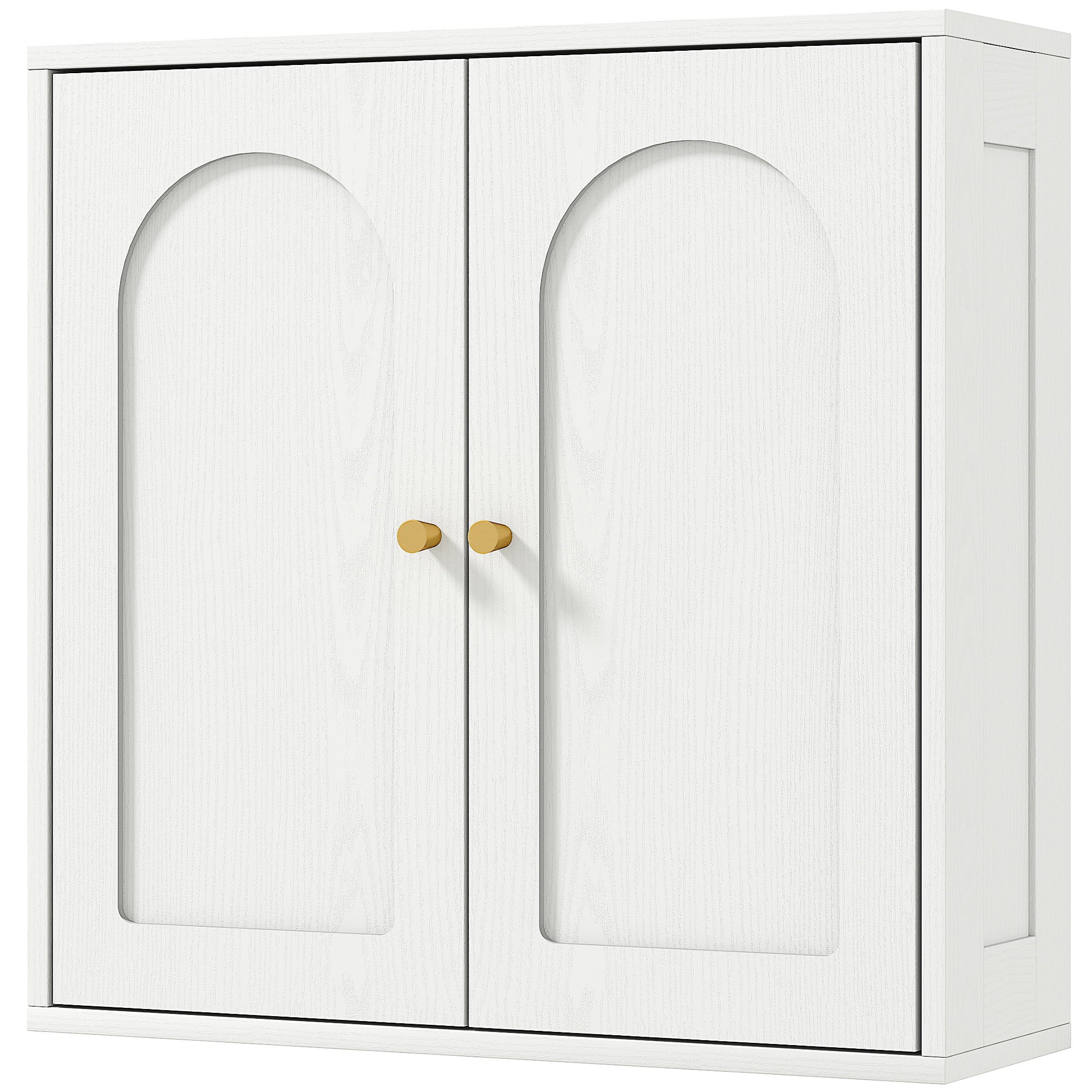Bathroom Wall Cabinet Hanging Bathroom Cabinet with Shelves 2 Doors with Arched Design Golden Handles 60x20x60 cm White