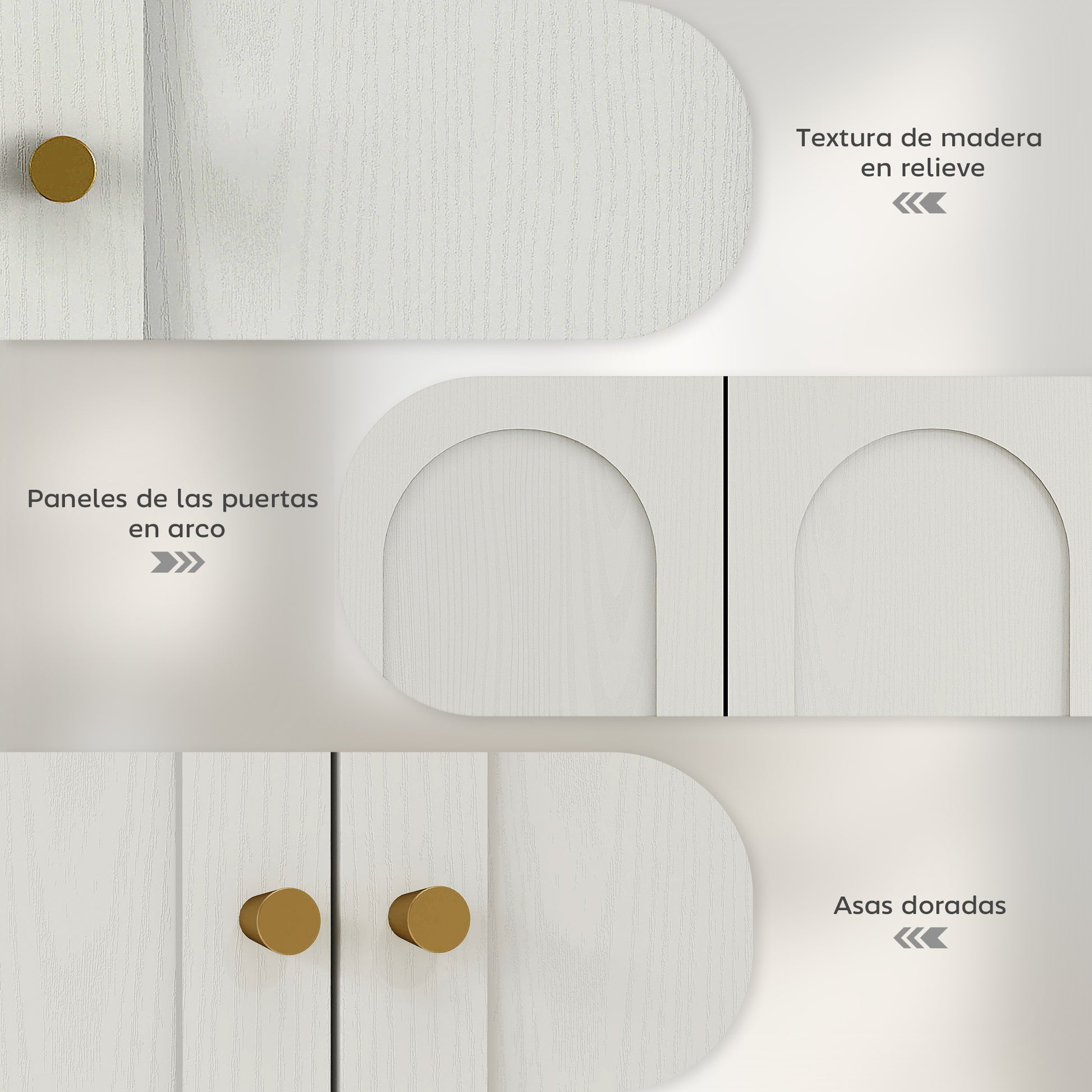 Bathroom Wall Cabinet Hanging Bathroom Cabinet with Shelves 2 Doors with Arched Design Golden Handles 60x20x60 cm White