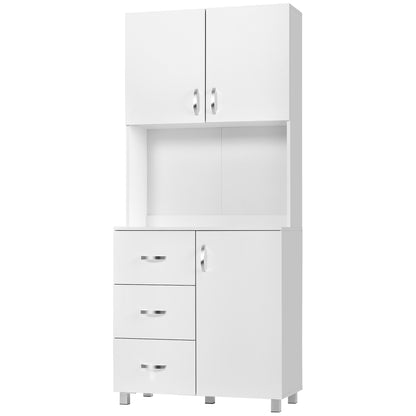 Kitchen Pantry Modern Kitchen Cabinet with 3 Drawers, 3 Doors, and Adjustable Shelves Auxiliary Furniture for Dining Room Living Room 31.5x15.5x72.2 inches White