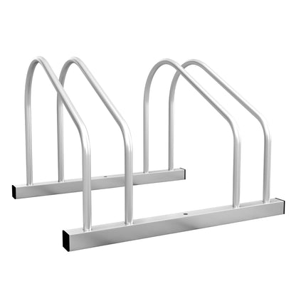SPORTNOW Bike Rack 2-Bike Storage Stand Tire Width up to 61mm dim. 50L x 34W x 27.5H cm Silver Steel