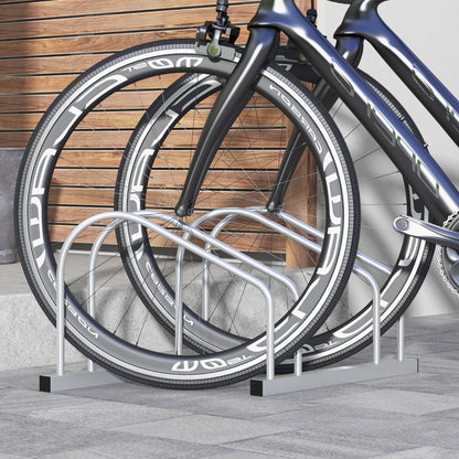 SPORTNOW Bike Rack 2-Bike Storage Stand Tire Width up to 61mm dim. 50L x 34W x 27.5H cm Silver Steel