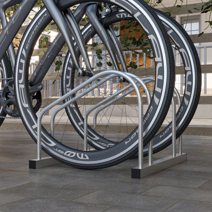 SPORTNOW Bike Rack 2-Bike Storage Stand Tire Width up to 61mm dim. 50L x 34W x 27.5H cm Silver Steel