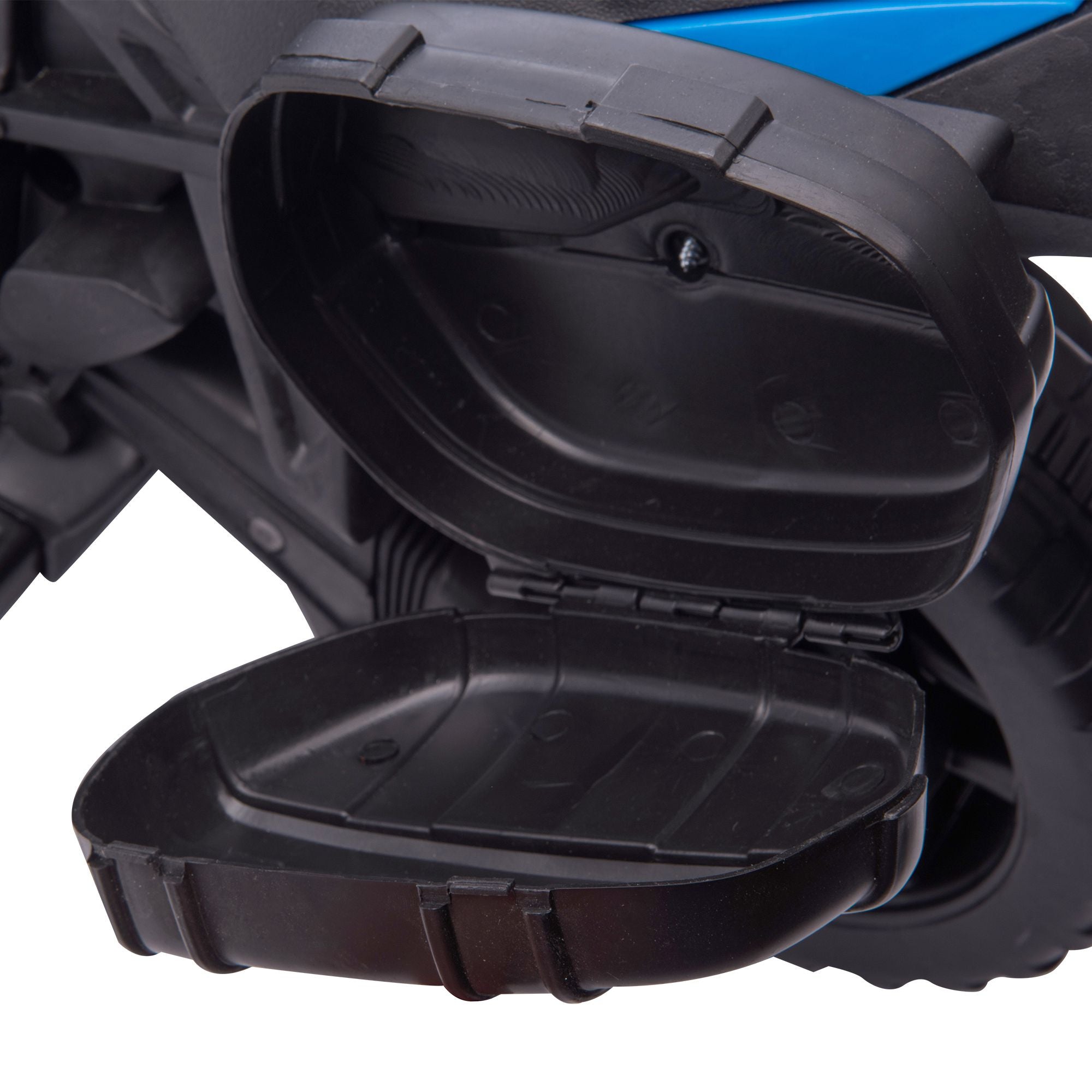 Electric Children's Vehicle 6 V 3 Km/h Light and Sound Effects Detachable Wheels Footrests Side Pockets Metal PP Blue Black